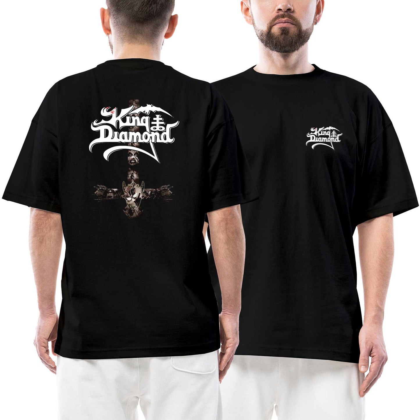 King Daimond Ön Arka Baskılı Siyah Oversize Tişört