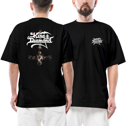King Daimond Ön Arka Baskılı Siyah Oversize Tişört