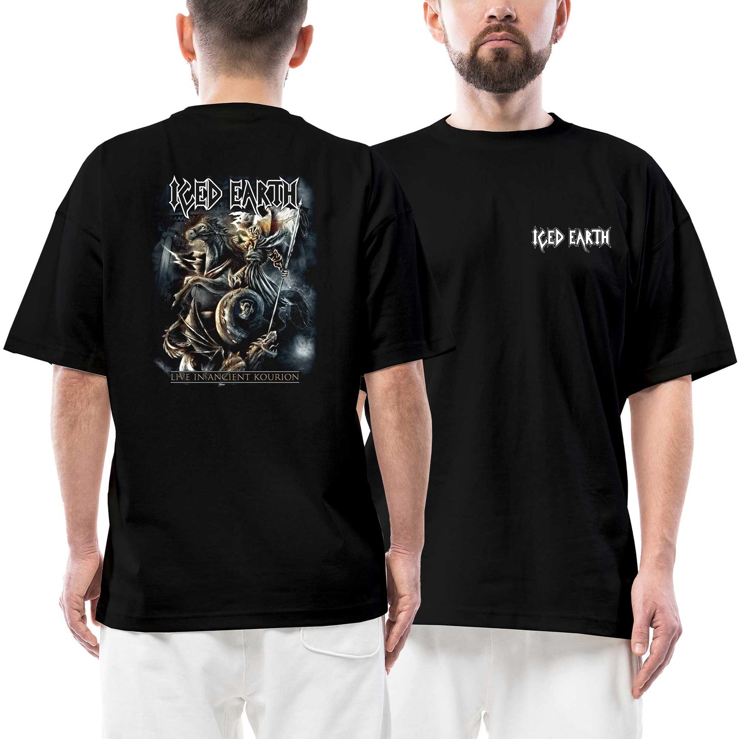 Iced Earth Ön Arka Baskılı Siyah Oversize Tişört