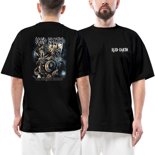 Iced Earth Ön Arka Baskılı Siyah Oversize Tişört
