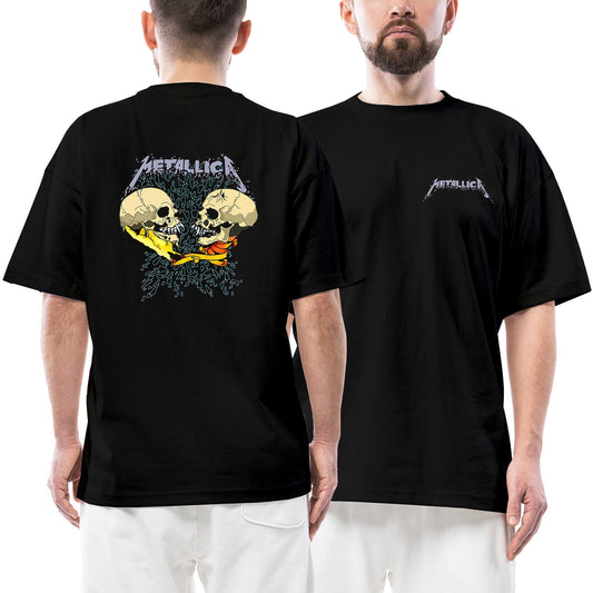 Metallica Sad But True Ön Arka Baskılı Siyah Oversize Tişört