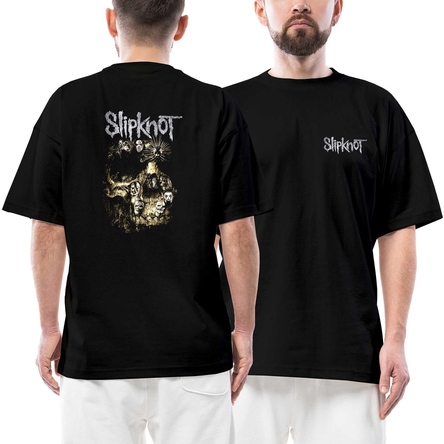 Slipknot Evil Ön Arka Baskılı Siyah Oversize Tişört