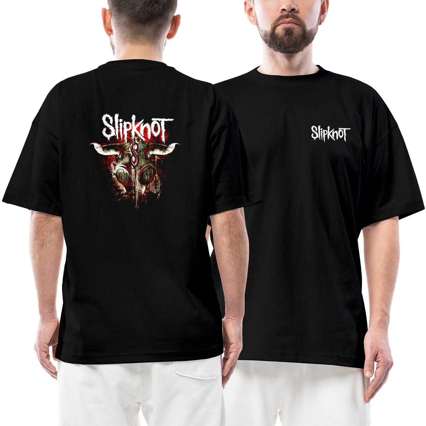 Slipknot Lowa Ön Arka Baskılı Siyah Oversize Tişört