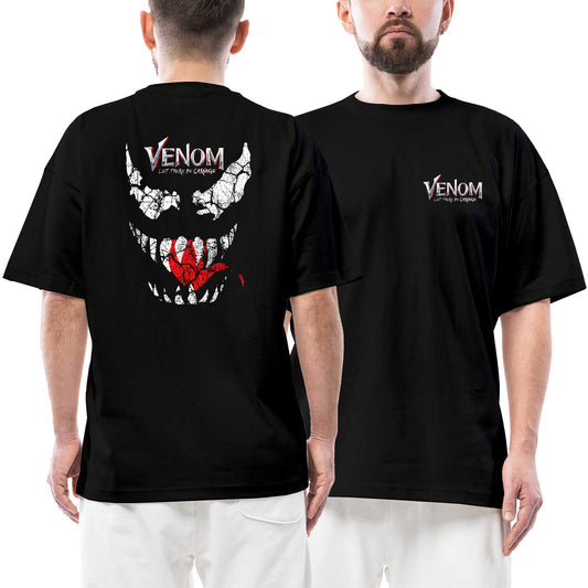Venom Let There be Carnage Ön Arka Baskılı Siyah Oversize Tişört