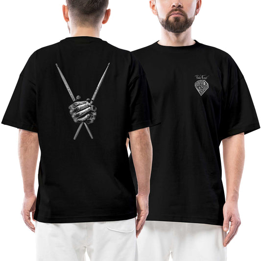 Pink Floyd Nick Mason Ön Arka Baskılı Siyah Oversize Tişört