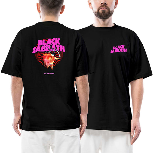 Black Sabbath Paranoid Black Ön Arka Baskılı Siyah Oversize Tişört