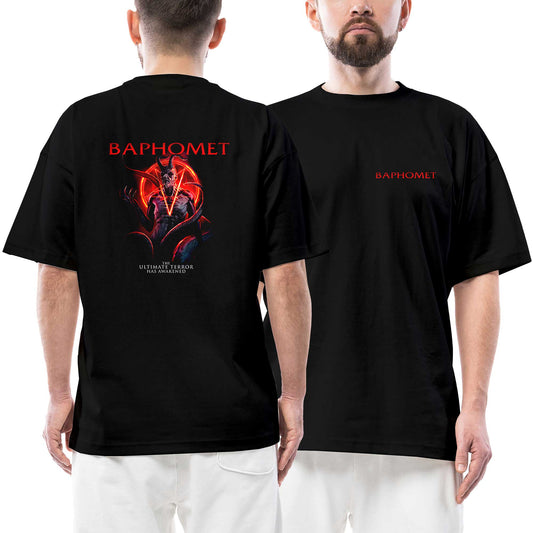 Baphomet The Ultimate Ön Arka Baskılı Siyah Oversize Tişört