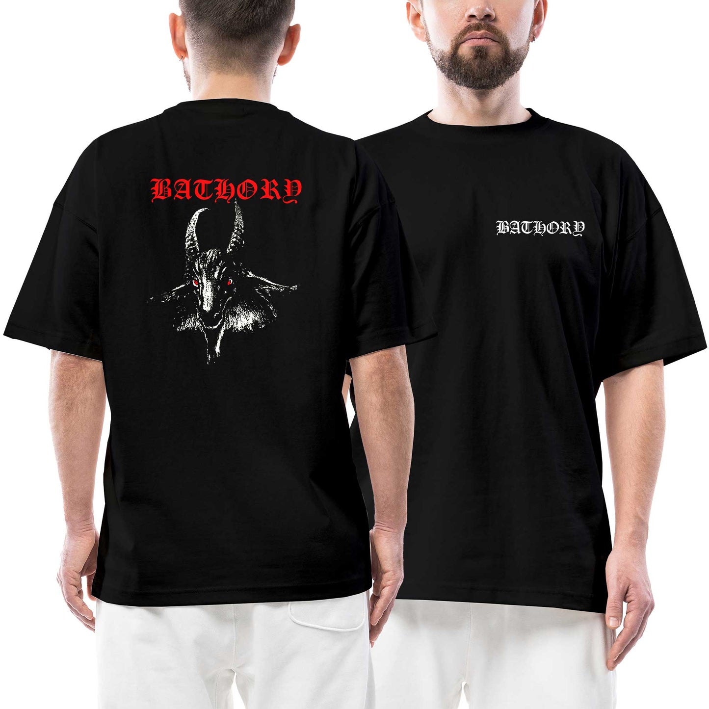 Bathory Goat Ön Arka Baskılı Siyah Oversize Tişört