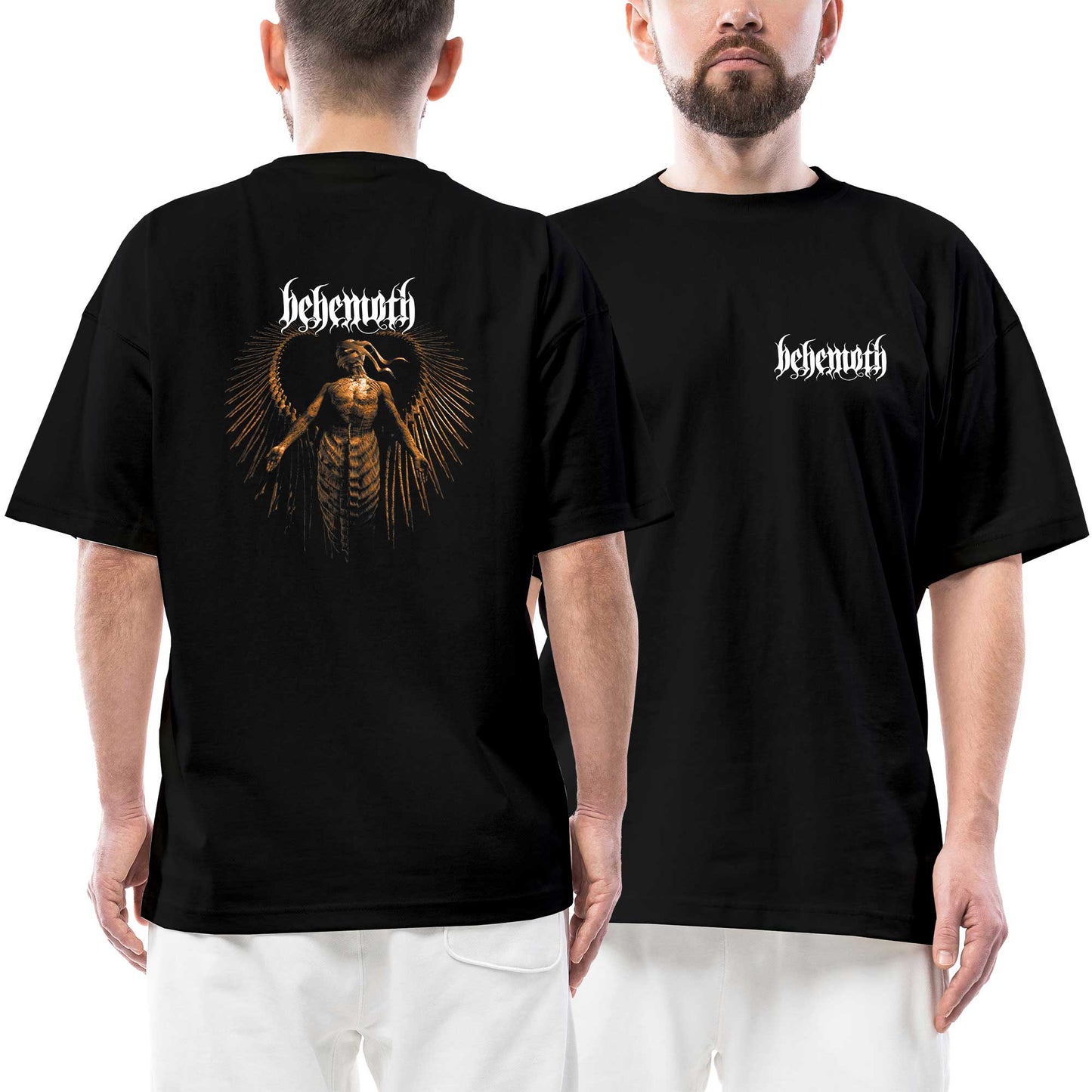 Behemonth Cover Ön Arka Baskılı Siyah Oversize Tişört