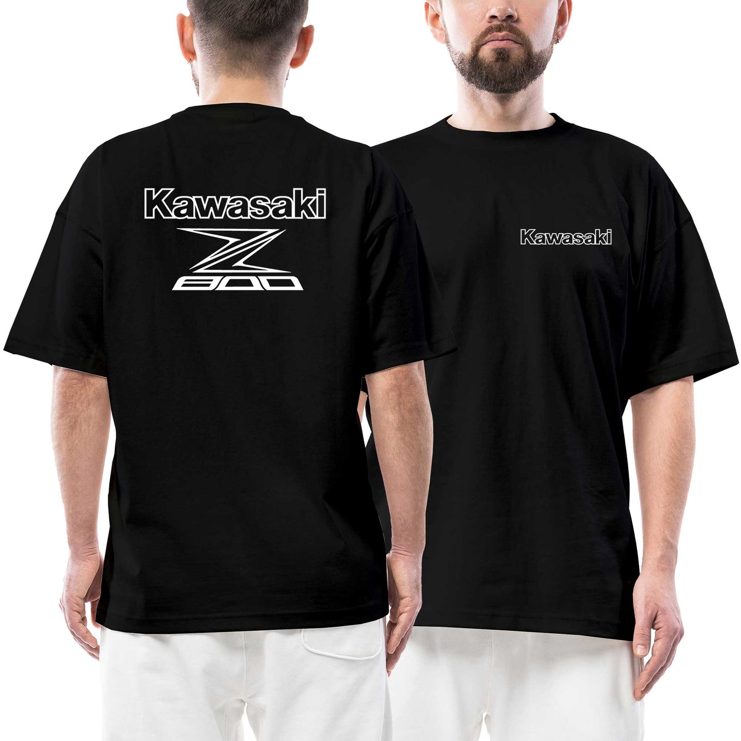 Kawasaki Z800 Ön Arka Baskılı Siyah Oversize Tişört