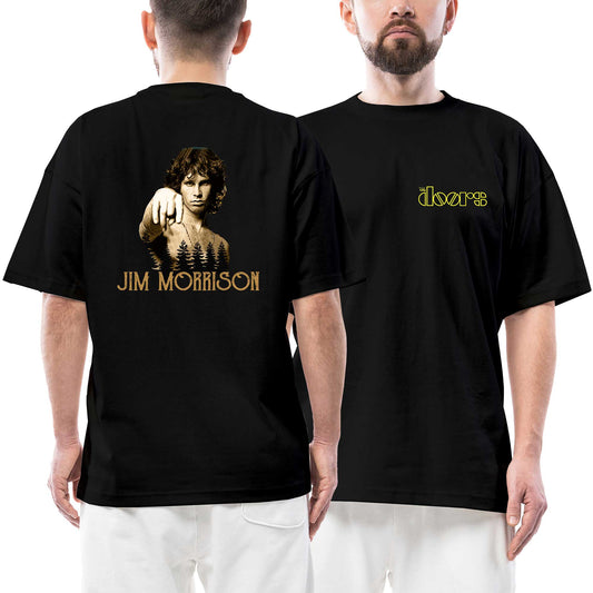 The Doors Jim Morrison Ön Arka Baskılı Siyah Oversize Tişört