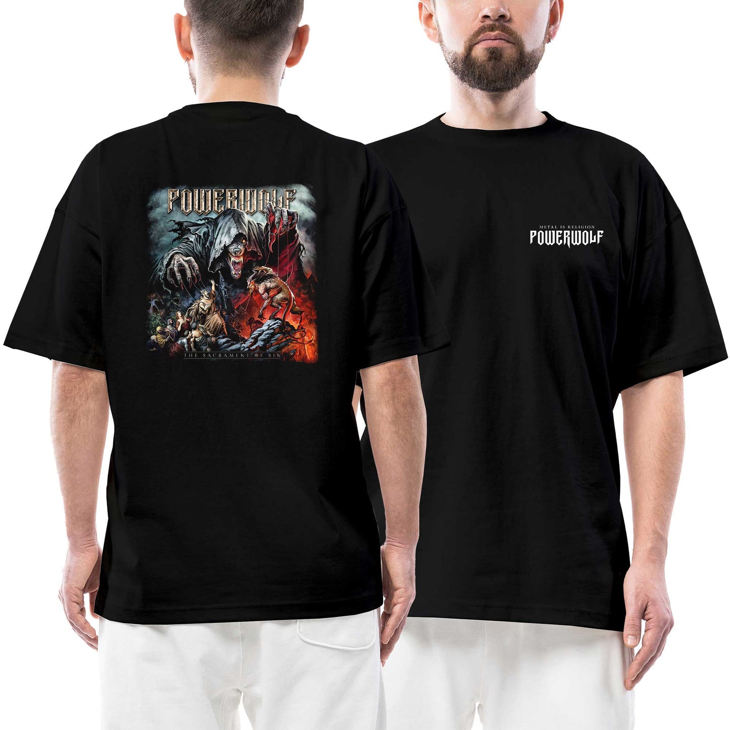 Powerwolf Communio Lupatum Ön Arka Baskılı Siyah Oversize Tişört