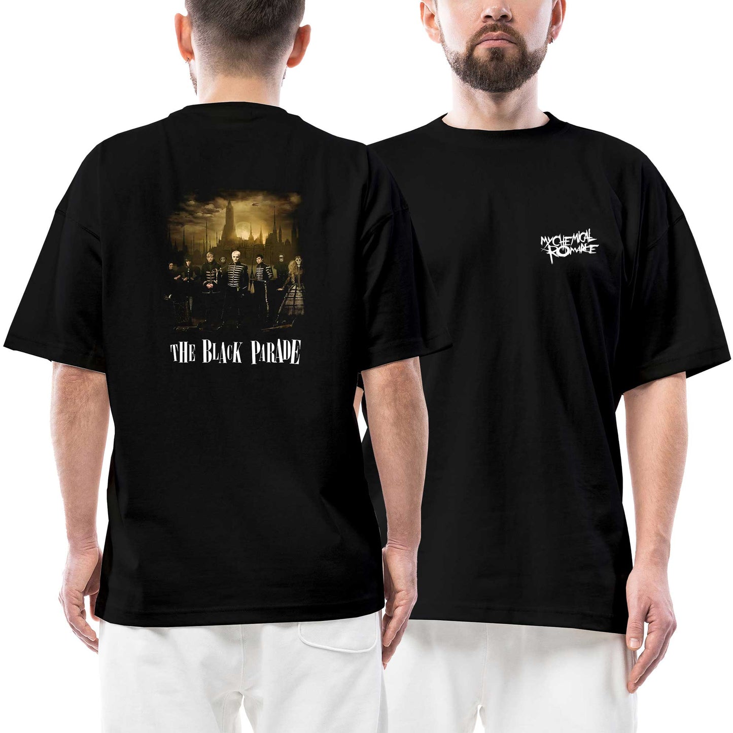 My Chemical Romance The Black Grup Ön Arka Baskılı Siyah Oversize Tişört