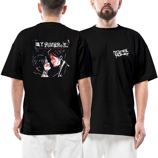 My Chemical Romance Three Cheers for Sweet Revenge Ön Arka Baskılı Siyah Oversize Tişört