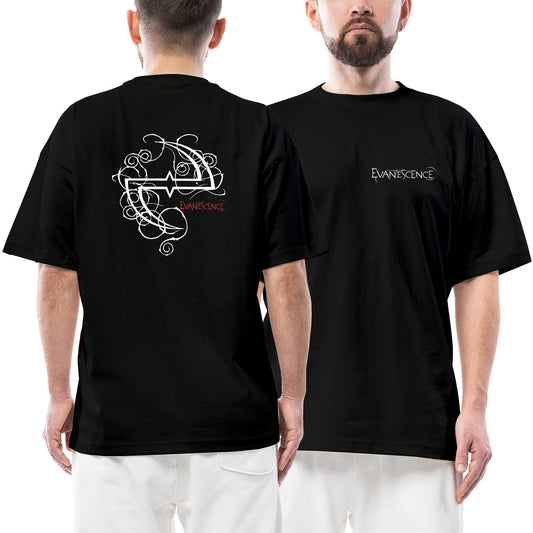 Evanescence Logo Ön Arka Baskılı Siyah Oversize Tişört