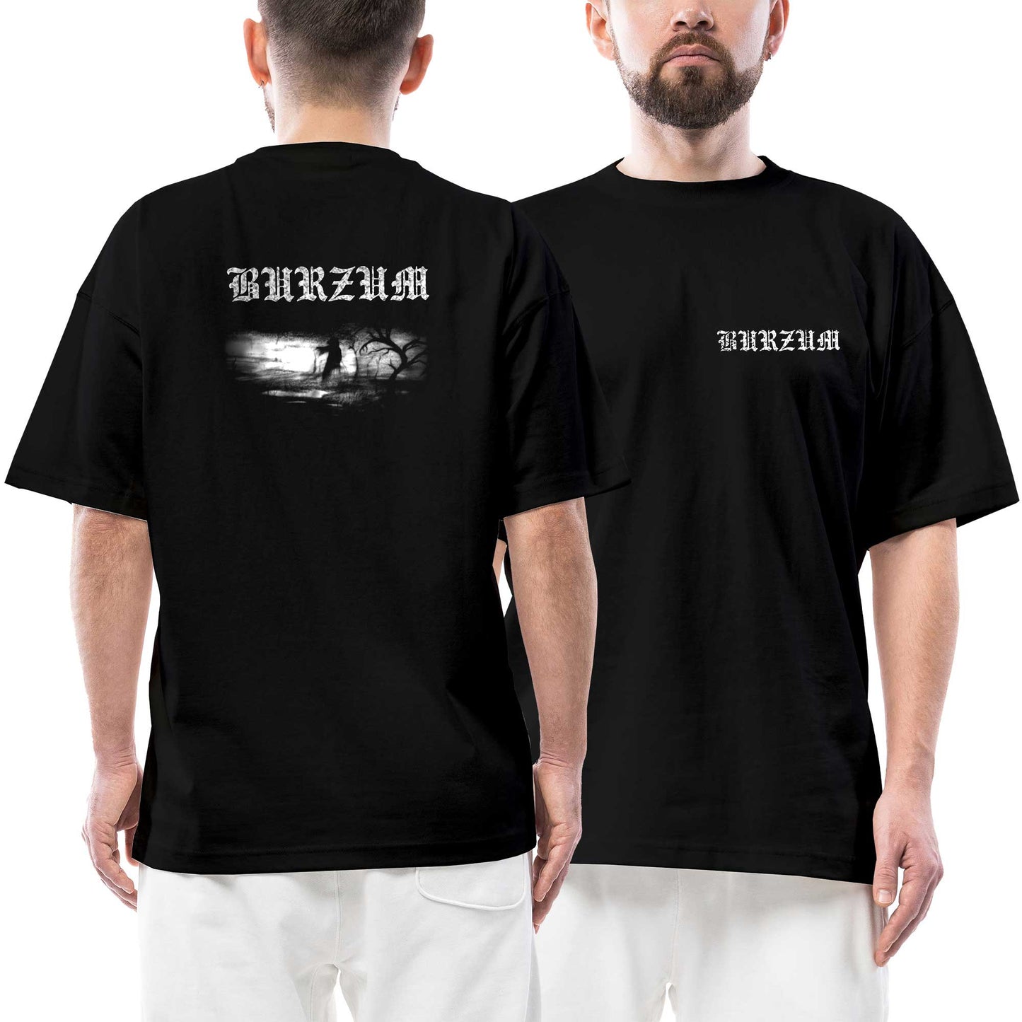 Burzum Aske Ön Arka Baskılı Siyah Oversize Tişört