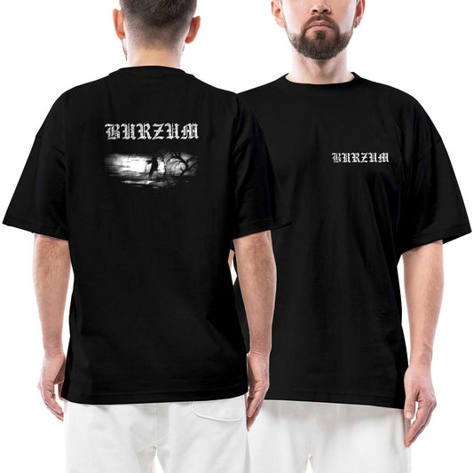 Burzum Aske Ön Arka Baskılı Siyah Oversize Tişört