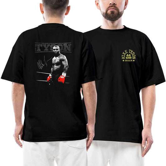 Mike Tyson Ön Arka Baskılı Siyah Oversize Tişört