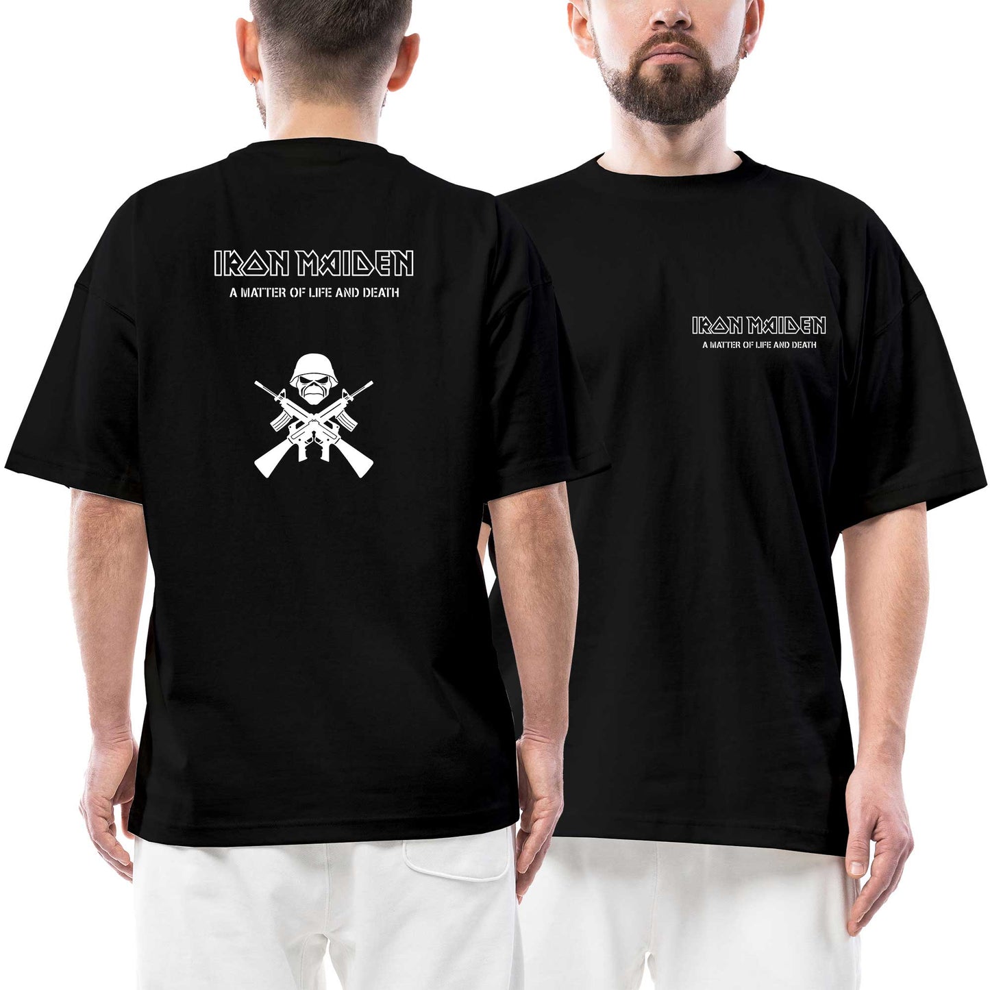 Iron Maiden Matter of Life Ön Arka Baskılı Siyah Oversize Tişört