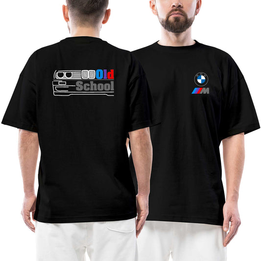 BMW Old School E30 Color Ön Arka Baskılı Siyah Oversize Tişört