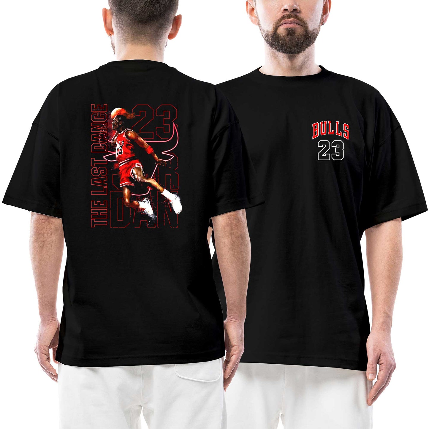 Chicago Bulls The last Dance Ön Arka Baskılı Siyah Oversize Tişört