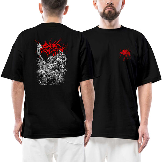 Cattle Decapitation Design Ön Arka Baskılı Siyah Oversize Tişört