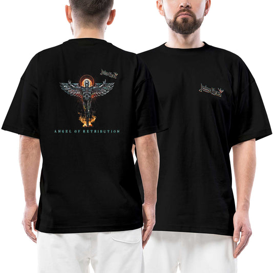 Judas Priest Angel of Retribution Ön Arka Baskılı Siyah Oversize Tişört