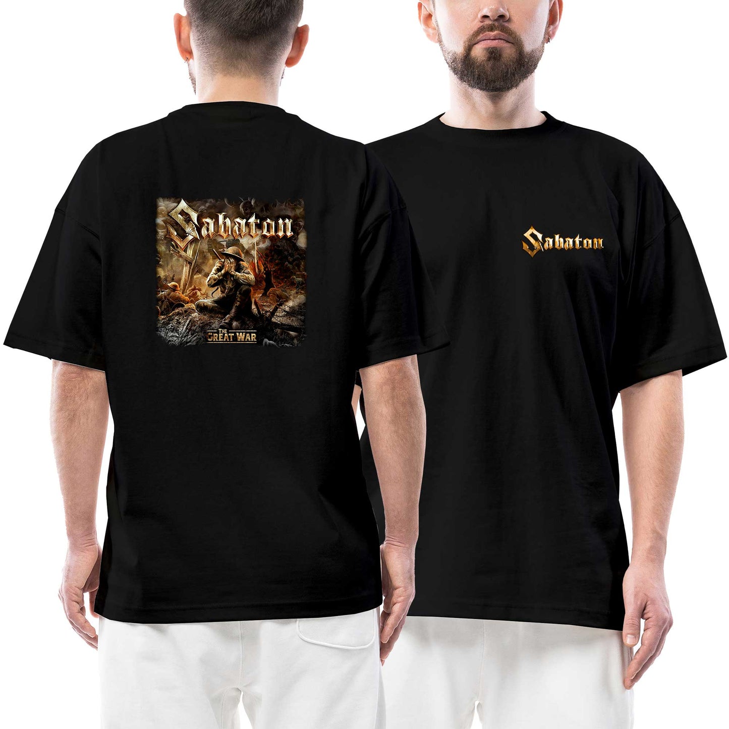 Sabaton The Great War Ön Arka Baskılı Siyah Oversize Tişört