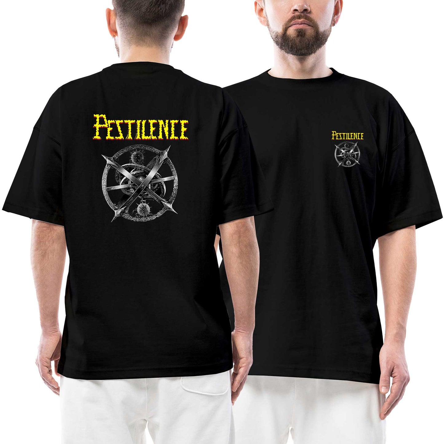 Pestilence Testimony Of The AncientsConsuming İmpulse Ön Arka Baskılı Siyah Oversize Tişört