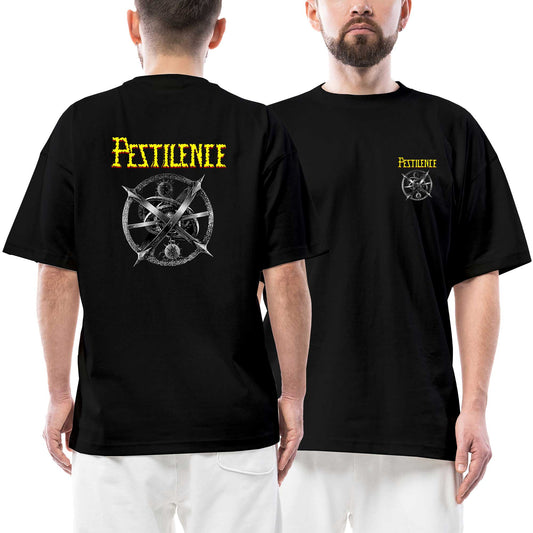 Pestilence Testimony Of The AncientsConsuming İmpulse Ön Arka Baskılı Siyah Oversize Tişört