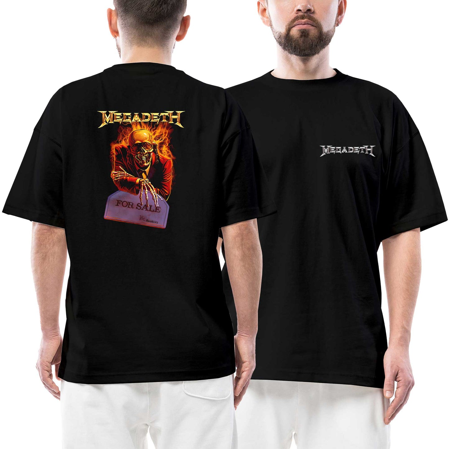 Megadeth For Sale Ön Arka Baskılı Siyah Oversize Tişört