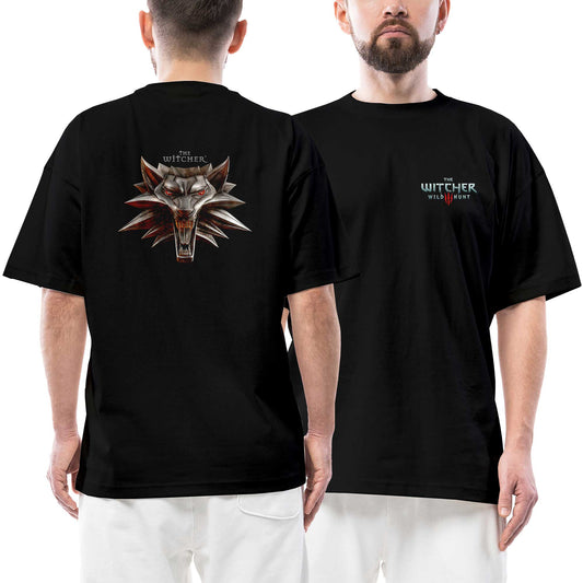 The Witcher Avatar Ön Arka Baskılı Siyah Oversize Tişört
