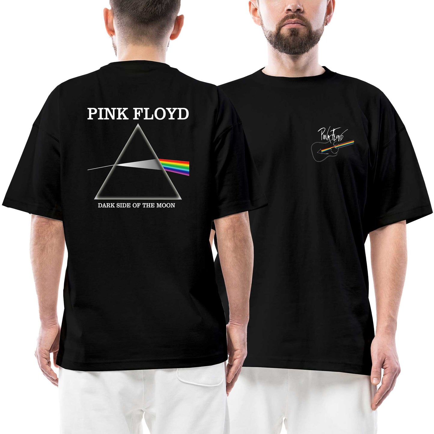 Pink Floyd Dark Side Ön Arka Baskılı Siyah Oversize Tişört