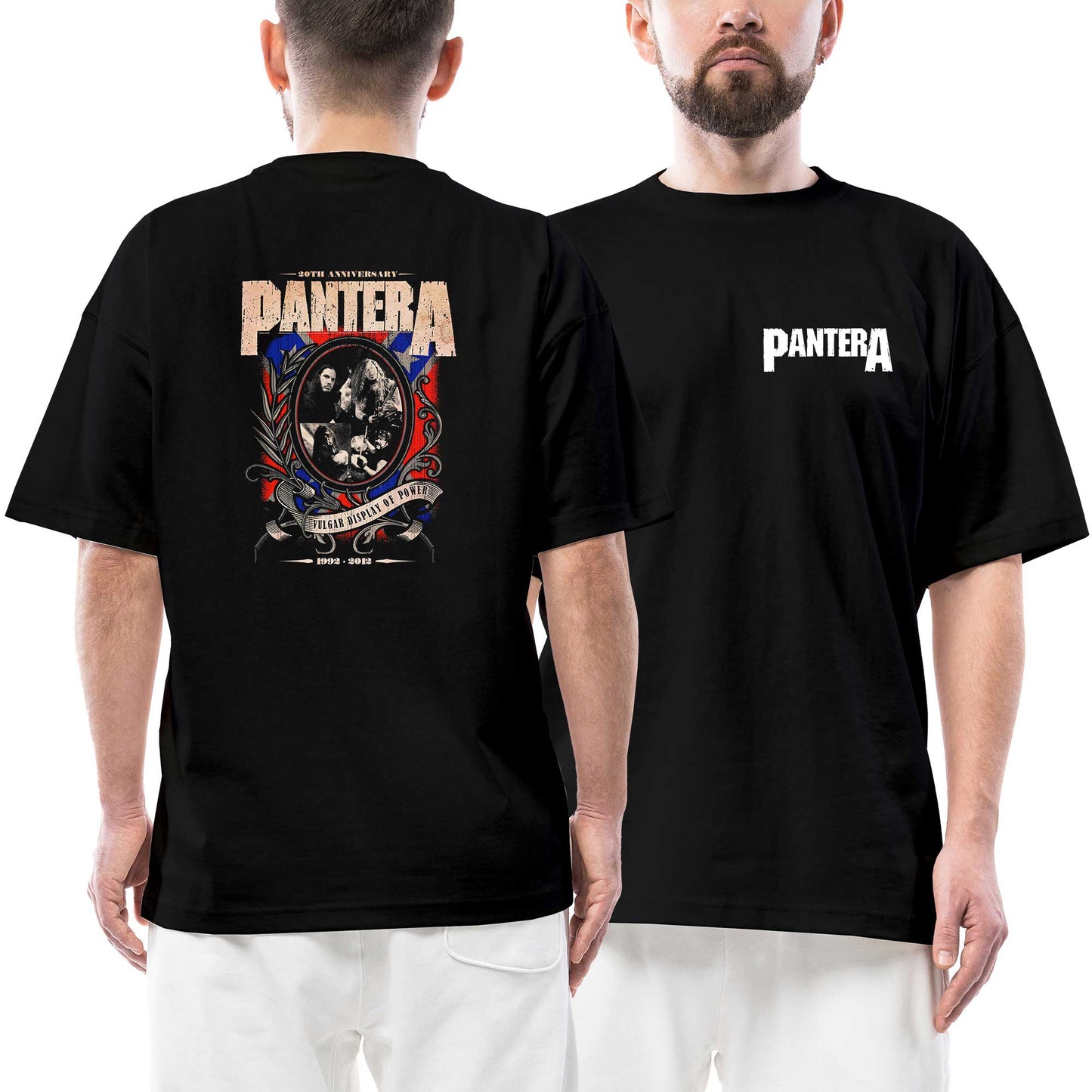 Pantera 20th Anniversary Ön Arka Baskılı Siyah Oversize Tişört