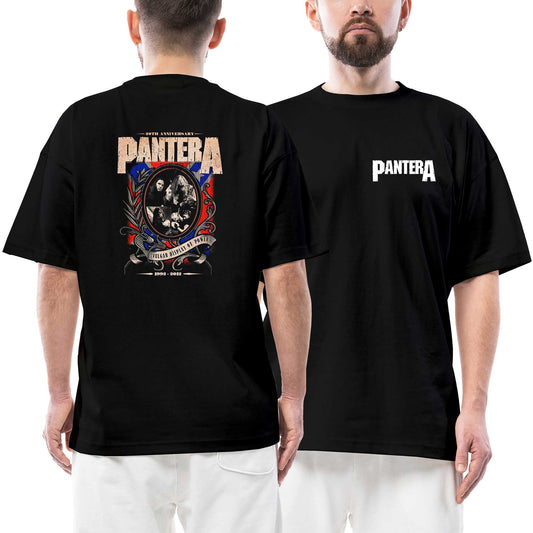 Pantera 20th Anniversary Ön Arka Baskılı Siyah Oversize Tişört