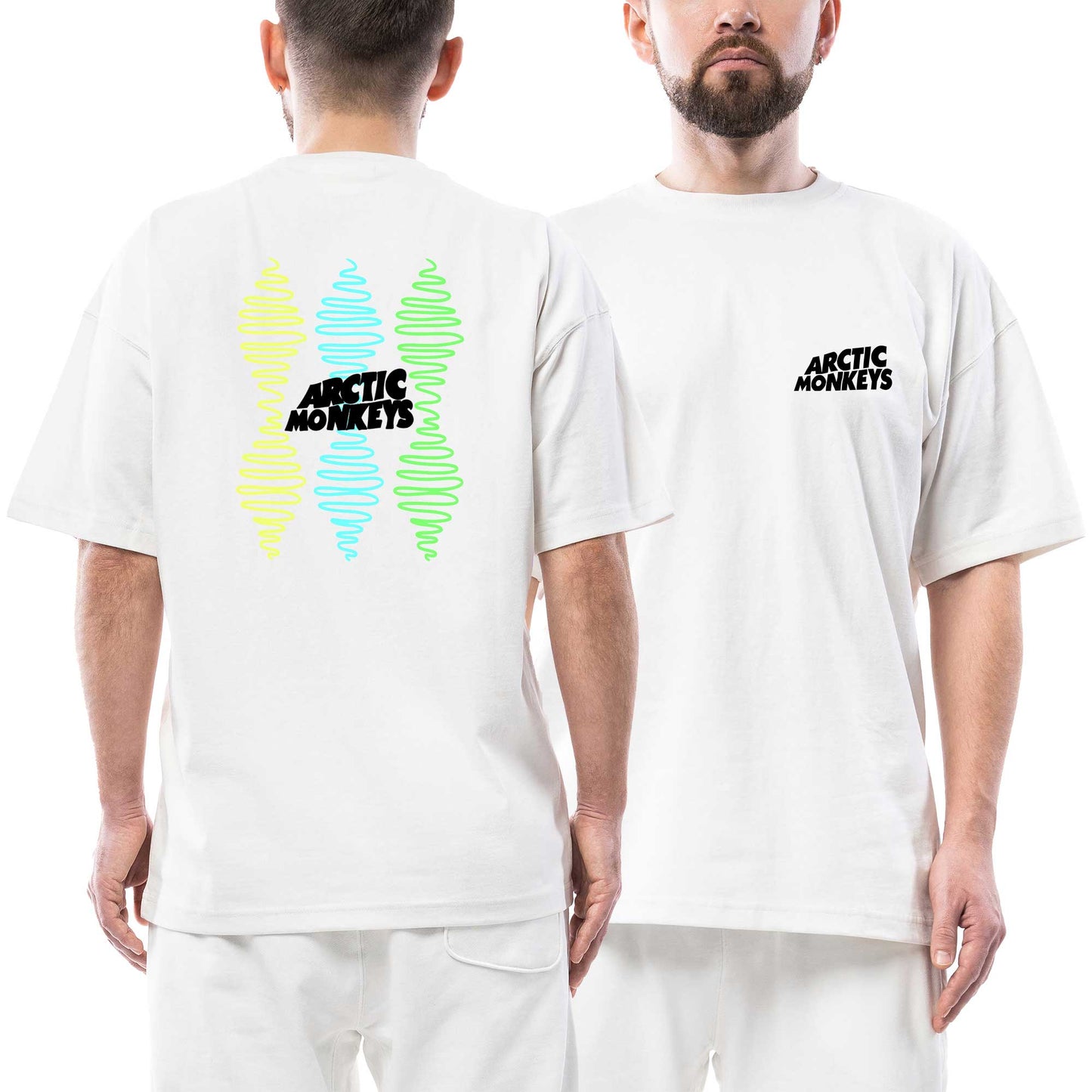 Arctic Monkeys Group 2 Ön Arka Baskılı Beyaz Oversize Tişört