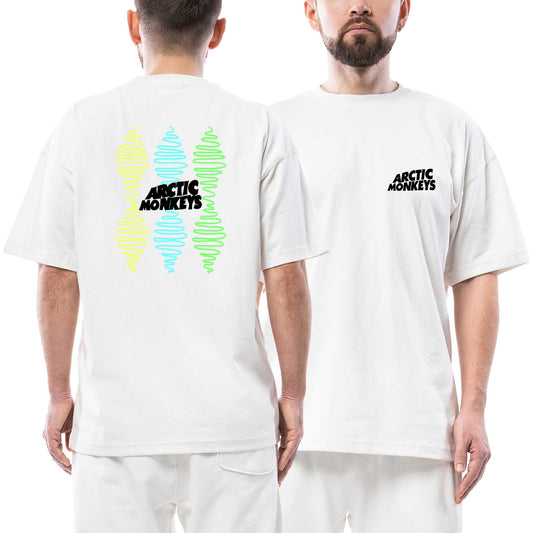Arctic Monkeys Group 2 Ön Arka Baskılı Beyaz Oversize Tişört