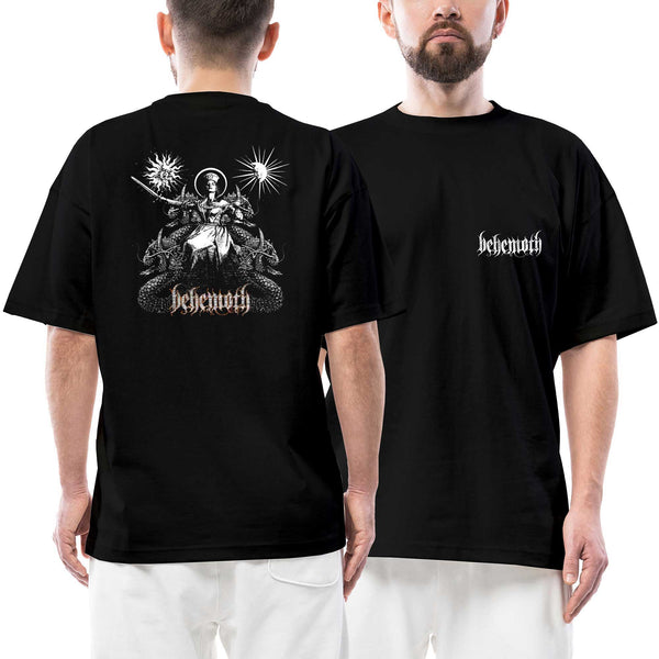 Behemoth Evangelion Ön Arka Baskılı Siyah Oversize Tişört