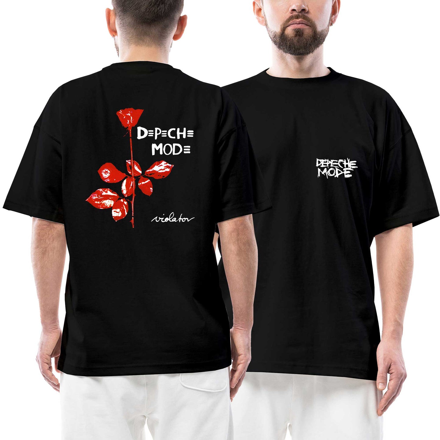 Depeche Mode Ön Arka Baskılı Siyah Oversize Tişört