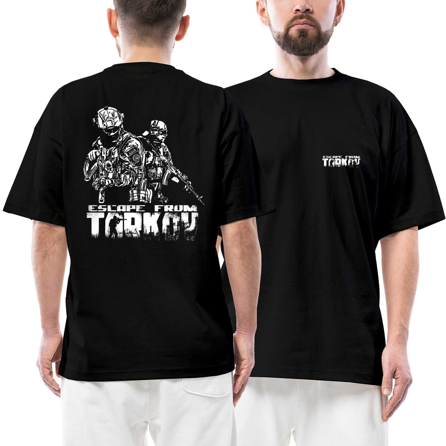 Escaper From Tarkov Bear Team Ön Arka Baskılı Siyah Oversize Tişört