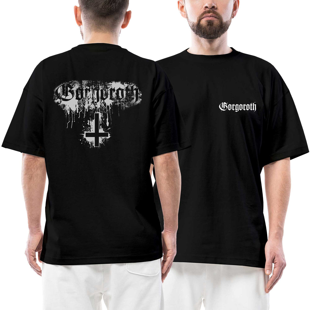 Gorgoroth Amblem Ön Arka Baskılı Siyah Oversize Tişört