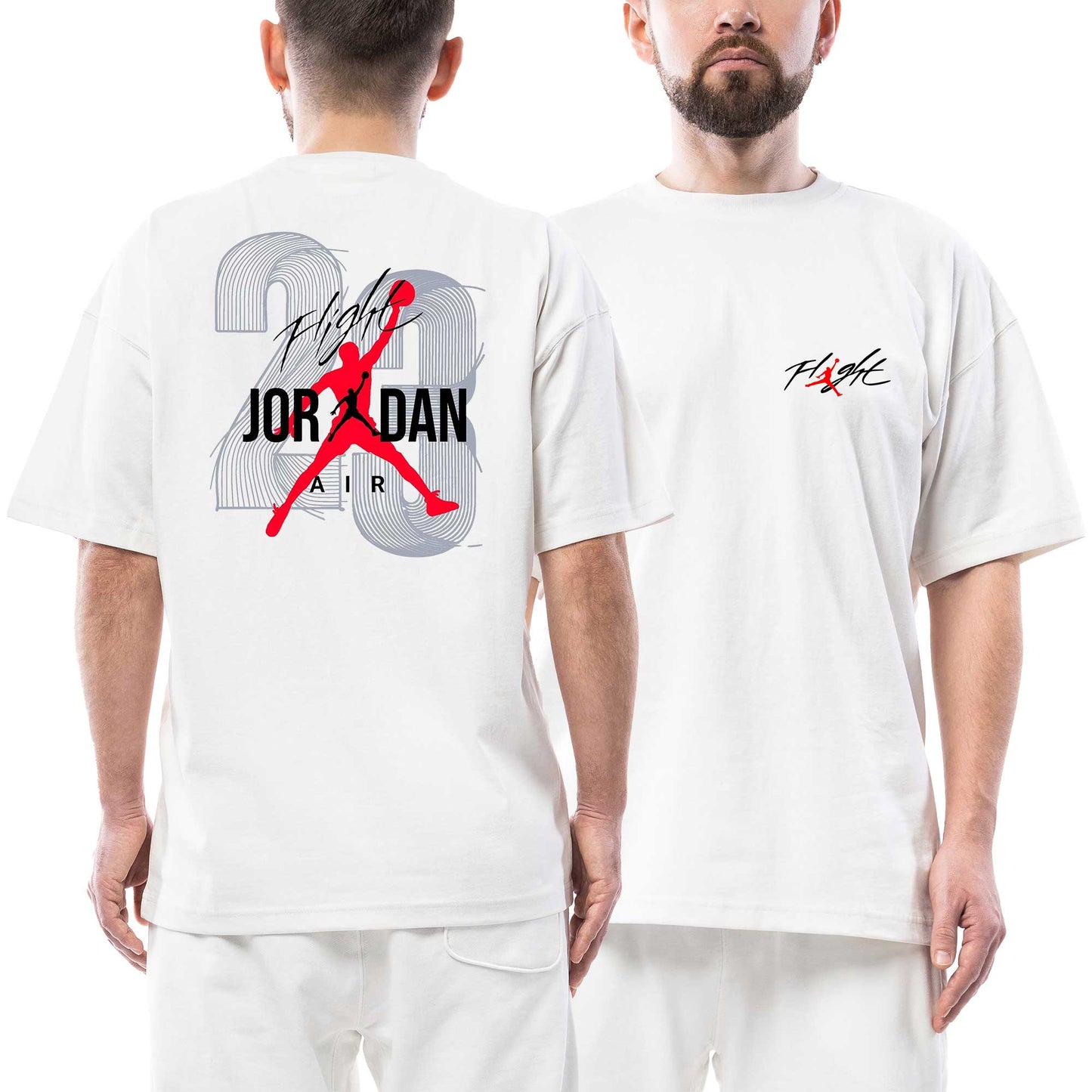 Jordan Flight 23 Ön Arka Baskılı Beyaz Oversize Tişört