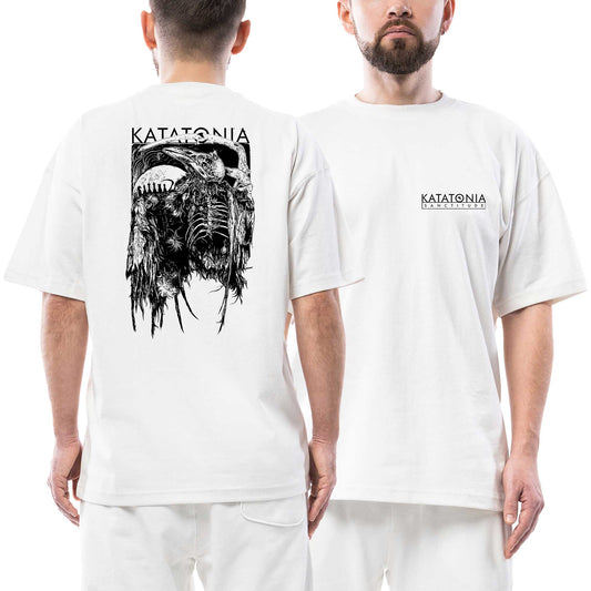 Katatonia Dead Eagle Ön Arka Baskılı Beyaz Oversize Tişört