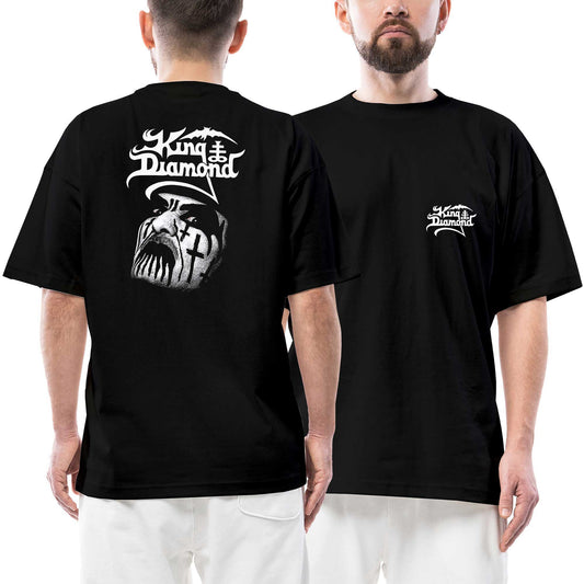 King Diamond Silüet Ön Arka Baskılı Siyah Oversize Tişört