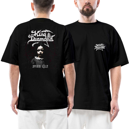 King Diamond Spider Lilly Ön Arka Baskılı Siyah Oversize Tişört
