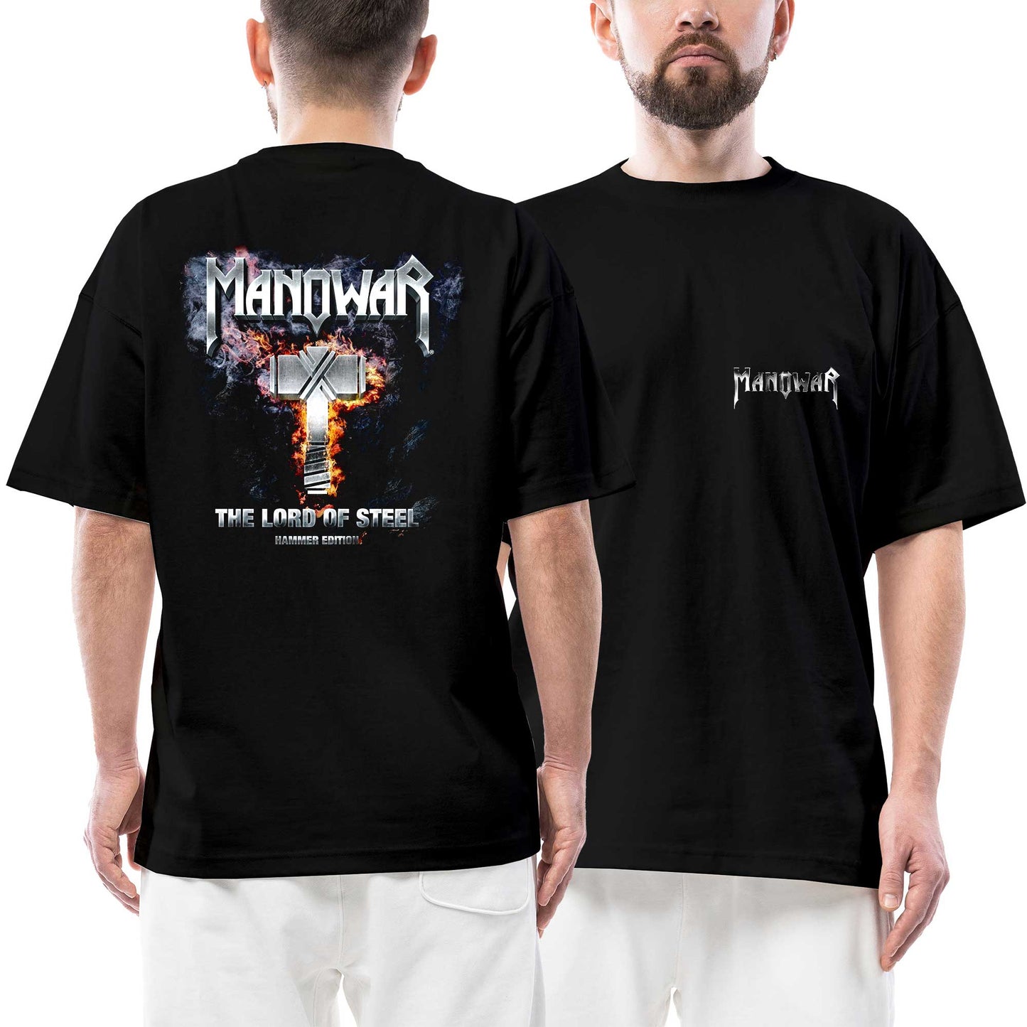 Manowar The Lord Of Steel Ön Arka Baskılı Siyah Oversize Tişört