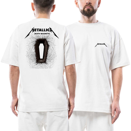 Metallica Death Magnetic Albums Ön Arka Baskılı Beyaz Oversize Tişört