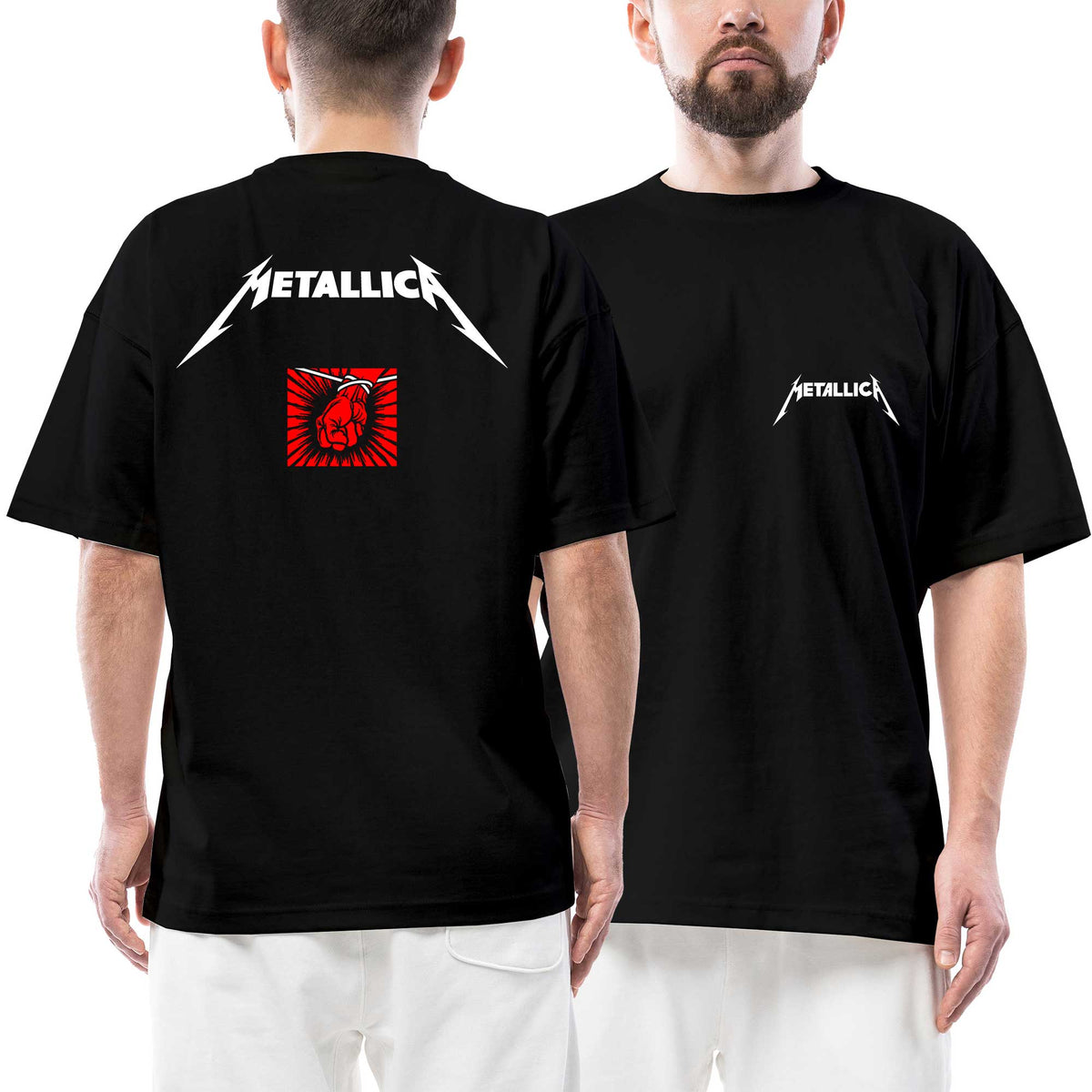 Metallica St.Angel Ön Arka Baskılı Siyah Oversize Tişört