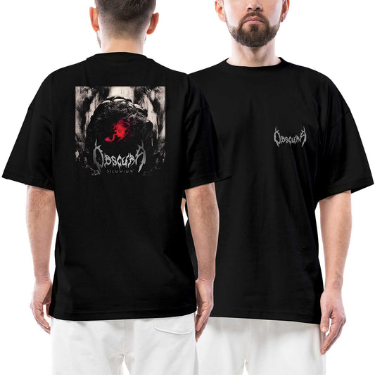 Obscura Diluvium Ön Arka Baskılı Siyah Oversize Tişört