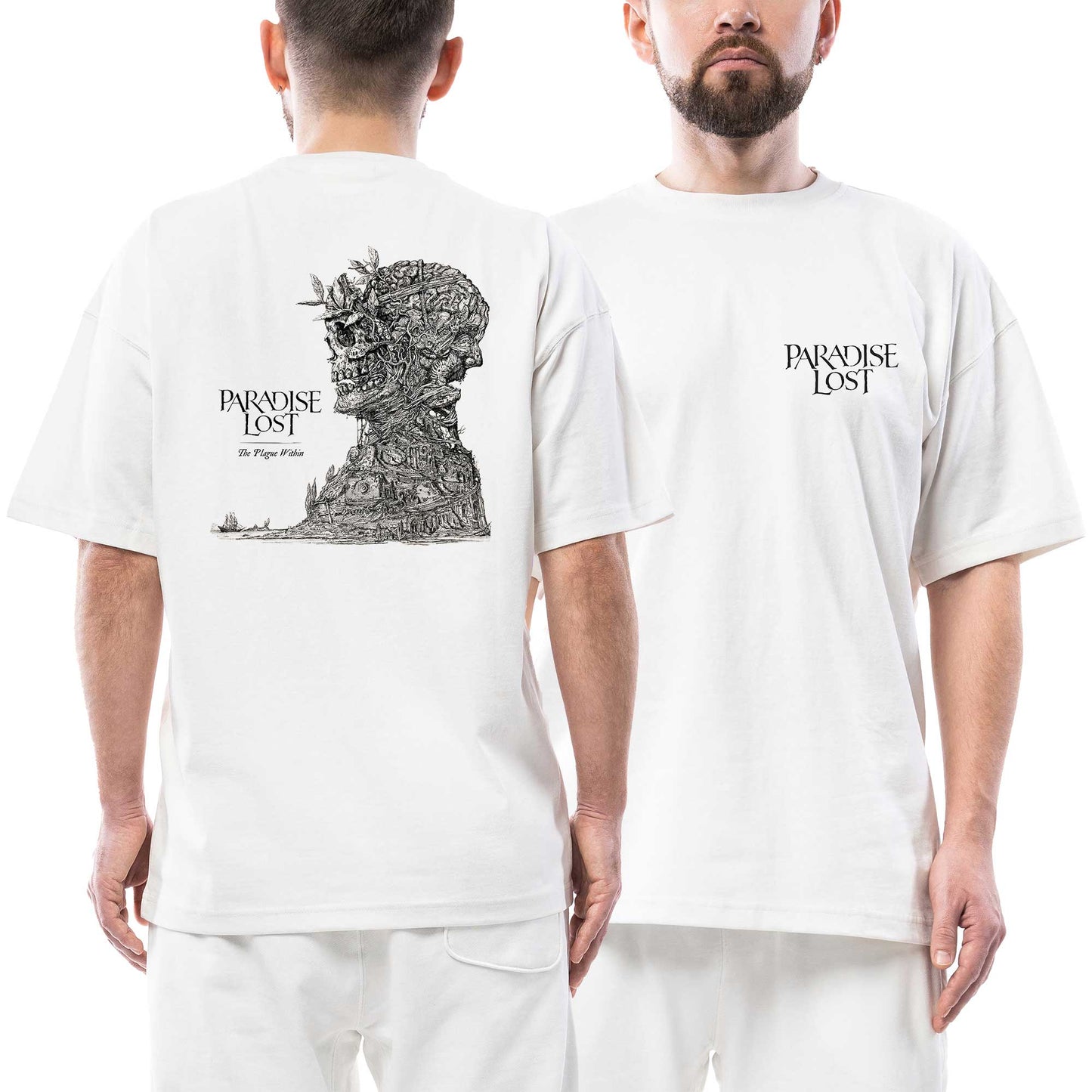 Paradise Lost The Plague Within Ön Arka Baskılı Beyaz Oversize Tişört